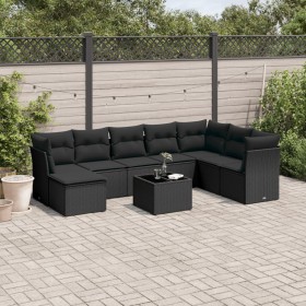 Set aus 8-teiligen Gartensofas und Kissen Kunstrattan schwarz von , Gartensets - Ref: Foro24-3249894, Preis: 597,07 €, Rabatt: %