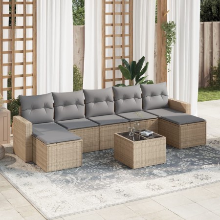 Gartensofa-Set mit beigen Kissen 8 Stück PE-Rattan von , Modulare Sofas für den Außenbereich - Ref: Foro24-3251686, Preis: 55...