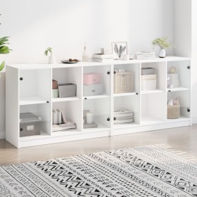 Engineered wood bookcase with black doors 204x37x75 cm by , Bookcases and shelves - Ref: Foro24-3206531, Price: 212,19 €, Dis...