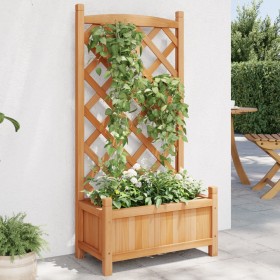 Jardinera con enrejado de madera maciza de abeto marrón de , Maceteros y jardineras - Ref: Foro24-365485, Precio: 60,45 €, De...