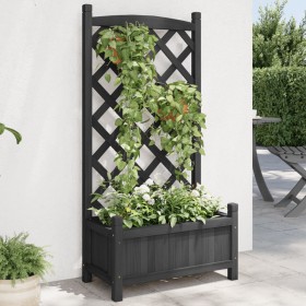 Jardinera con enrejado madera maciza de abeto negro de , Maceteros y jardineras - Ref: Foro24-365487, Precio: 63,99 €, Descue...