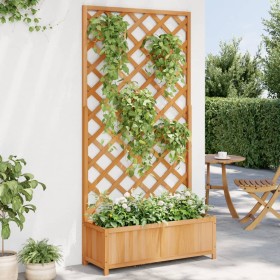 Jardinera con enrejado de madera maciza de abeto marrón de , Maceteros y jardineras - Ref: Foro24-365479, Precio: 92,58 €, De...