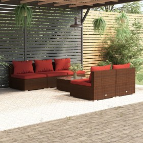 6-piece garden furniture set and brown synthetic rattan cushions by , Garden sets - Ref: Foro24-3101451, Price: 512,99 €, Dis...