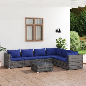 7-teiliges Gartensofa-Set und graue synthetische Rattankissen von , Gartensets - Ref: Foro24-3101734, Preis: 504,22 €, Rabatt: %