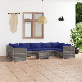 Set de muebles de jardín 10 pzas y cojines ratán sintético gris de , Conjuntos de jardín - Ref: Foro24-3101982, Precio: 672,9...