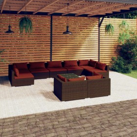 Garden furniture set 10 pieces and brown synthetic rattan cushions by , Garden sets - Ref: Foro24-3102067, Price: 807,99 €, D...