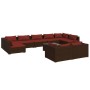 Set muebles de jardín 10 pzas y cojines ratán sintético marrón de , Conjuntos de jardín - Ref: Foro24-3102067, Precio: 807,99...