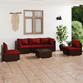 6-teiliges Gartenmöbel-Set und braune synthetische Rattankissen von , Gartensets - Ref: Foro24-3102195, Preis: 528,99 €, Raba...