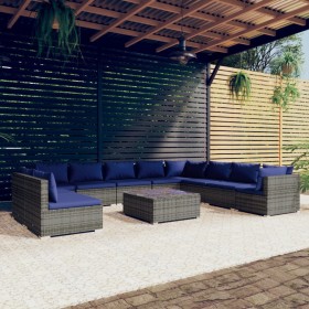 11-piece garden furniture set and gray synthetic rattan cushions by , Garden sets - Ref: Foro24-3102446, Price: 714,99 €, Dis...