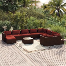 Garden furniture set 11 pieces and brown synthetic rattan cushions by , Garden sets - Ref: Foro24-3102691, Price: 936,99 €, D...