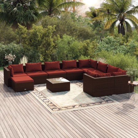 Garden furniture set 11 pieces and brown synthetic rattan cushions by , Garden sets - Ref: Foro24-3102691, Price: 1,00 €, Dis...