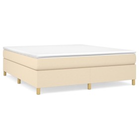 Cama box spring con colchón tela color crema 180x200 cm de , Camas y somieres - Ref: Foro24-3144543, Precio: 541,68 €, Descue...