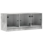 Mueble de TV con puertas de vidrio gris hormigón 102x37x42 cm de , Muebles TV - Ref: Foro24-836409, Precio: 72,55 €, Descuent...