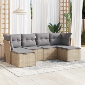 Gartensofa-Set mit Kissen, 6-teilig, beiges synthetisches Rattan von , Gartensets - Ref: Foro24-3249848, Preis: 412,25 €, Rab...