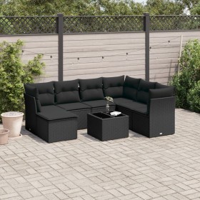 8-teiliges Gartensofa-Set und schwarze synthetische Rattankissen von , Gartensets - Ref: Foro24-3249834, Preis: 530,95 €, Rab...