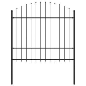 Garden fence with black steel spikes (1.5-1.75)x1.7 m by vidaXL, fence panels - Ref: Foro24-144944, Price: 93,73 €, Discount: %