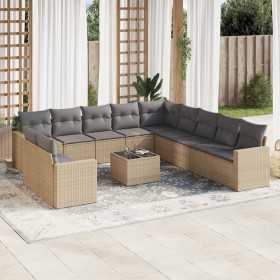 12-teiliges Gartensofa-Set und braune synthetische Rattankissen von , Modulare Sofas für den Außenbereich - Ref: Foro24-32515...