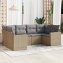 Gartensofa-Set mit Kissen, 6-teilig, beiges synthetisches Rattan von , Modulare Sofas für den Außenbereich - Ref: Foro24-3251...