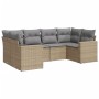 Gartensofa-Set mit Kissen, 6-teilig, beiges synthetisches Rattan von , Modulare Sofas für den Außenbereich - Ref: Foro24-3251...