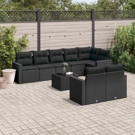 8-teiliges Gartensofa-Set und schwarze synthetische Rattankissen von , Modulare Sofas für den Außenbereich - Ref: Foro24-3251...