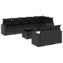 8-teiliges Gartensofa-Set und schwarze synthetische Rattankissen von , Modulare Sofas für den Außenbereich - Ref: Foro24-3251...