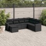 7-teiliges Garten-Essset und schwarze Kissen aus synthetischem Rattan von , Modulare Sofas für den Außenbereich - Ref: Foro24...