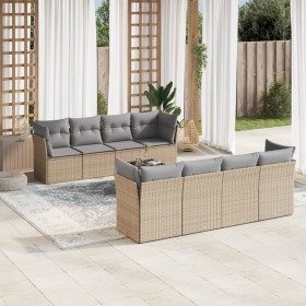 9-teiliges Gartensofa-Set mit beigen synthetischen Rattankissen von , Gartensets - Ref: Foro24-3217309, Preis: 579,99 €, Raba...