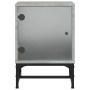 Bedside table with concrete gray glass door 35x37x50 cm by , Nightstands - Ref: Foro24-836524, Price: 39,83 €, Discount: %