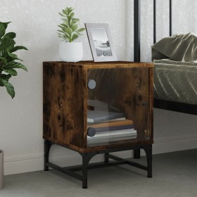 Nightstand with smoked oak glass door 35x37x50 cm by , Nightstands - Ref: Foro24-836526, Price: 36,99 €, Discount: %