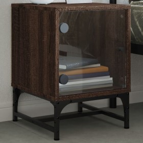 Bedside table with glass door brown oak 35x37x50 cm by , Nightstands - Ref: Foro24-836530, Price: 44,99 €, Discount: %