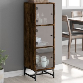 Sideboard with smoked oak glass doors 35x37x120 cm by , Sideboards - Ref: Foro24-836564, Price: 71,00 €, Discount: %