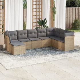 Gartensofa-Set mit beigen Kissen 8 Stück PE-Rattan von , Gartensets - Ref: Foro24-3249888, Preis: 562,99 €, Rabatt: %