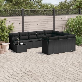 11-teiliges Gartensofa-Set und schwarze synthetische Rattankissen von , Gartensets - Ref: Foro24-3250094, Preis: 687,99 €, Ra...