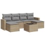 7-teiliges Gartensofa-Set und beigefarbene synthetische Rattankissen von , Modulare Sofas für den Außenbereich - Ref: Foro24-...