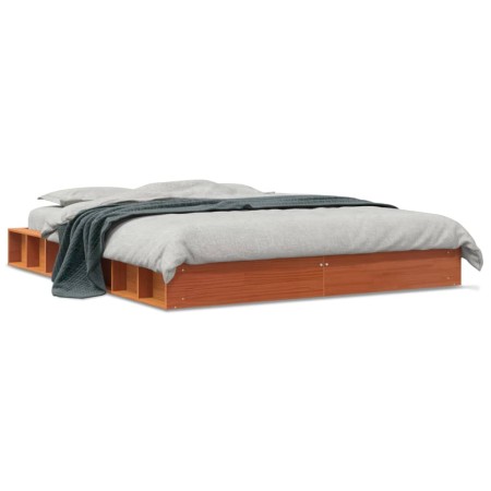 Wax brown pine solid wood bed frame 160x200 cm by , Beds and slatted bases - Ref: Foro24-844426, Price: 135,58 €, Discount: %