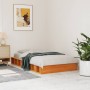 Solid wax brown pine wood bed frame 100x200 cm by , Beds and slatted bases - Ref: Foro24-844430, Price: 108,72 €, Discount: %