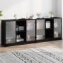 Estantería con puertas madera de ingeniería negro 204x37x75 cm de , Librerías y estanterías - Ref: Foro24-3206532, Precio: 21...