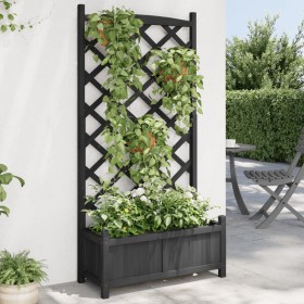 Planter with solid black fir wood trellis by , Pots and planters - Ref: Foro24-365490, Price: 75,99 €, Discount: %