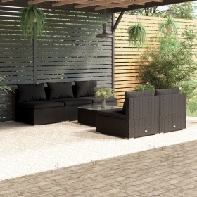 6-teiliges Gartensofa-Set und schwarze synthetische Rattankissen von , Gartensets - Ref: Foro24-3101448, Preis: 628,72 €, Rab...