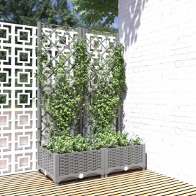 Planter with trellis PP light gray 80x40x121.5 cm by , Pots and planters - Ref: Foro24-153271, Price: 60,77 €, Discount: %