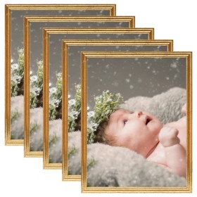 Tabletop collage photo frames 5 pcs golden MDF 13x18 cm by , Photo frames - Ref: Foro24-332410, Price: 18,89 €, Discount: %