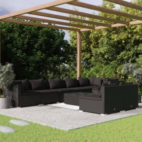 9-piece garden furniture set and black synthetic rattan cushions by , Garden sets - Ref: Foro24-3102408, Price: 809,99 €, Dis...