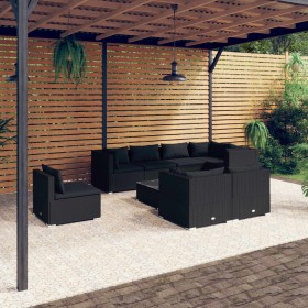 9-teiliges Gartenmöbel-Set und schwarze Kissen aus synthetischem Rattan von , Gartensets - Ref: Foro24-3102616, Preis: 886,99...