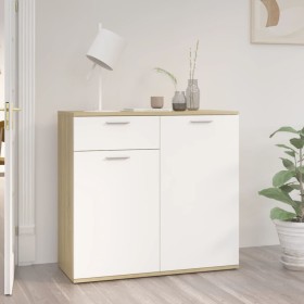 White plywood and Sonoma oak sideboard 80x36x75 cm by , Sideboards - Ref: Foro24-805775, Price: 110,99 €, Discount: %