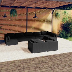 Garden furniture set, 10 pieces, with black synthetic rattan cushions. by , Garden sets - Ref: Foro24-3102064, Price: 1,00 €,...