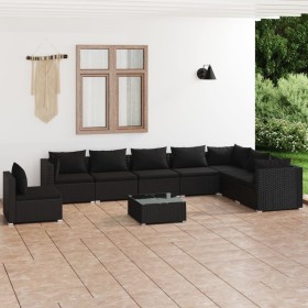 9-teiliges Gartenmöbel-Set und Kissen aus synthetischem Rattan schwarz von , Gartensets - Ref: Foro24-3102376, Preis: 809,99 ...