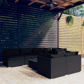 Garden furniture set 8 pieces and black synthetic rattan cushions by , Garden sets - Ref: Foro24-3102464, Price: 808,99 €, Di...