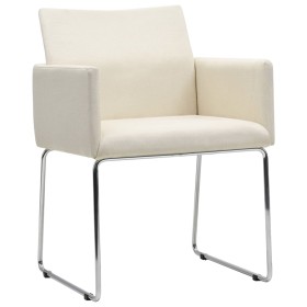 Dining chairs 2 units white linen look fabric by , dining chairs - Ref: Foro24-246857, Price: 214,06 €, Discount: %