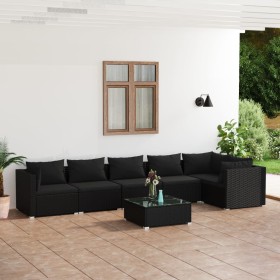 7-piece garden furniture set and black synthetic rattan cushions by , Garden sets - Ref: Foro24-3101720, Price: 741,84 €, Dis...