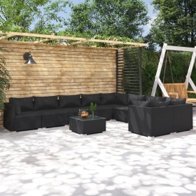 Garden furniture set 10 pieces black synthetic rattan cushions by , Garden sets - Ref: Foro24-3102768, Price: 1,00 €, Discoun...